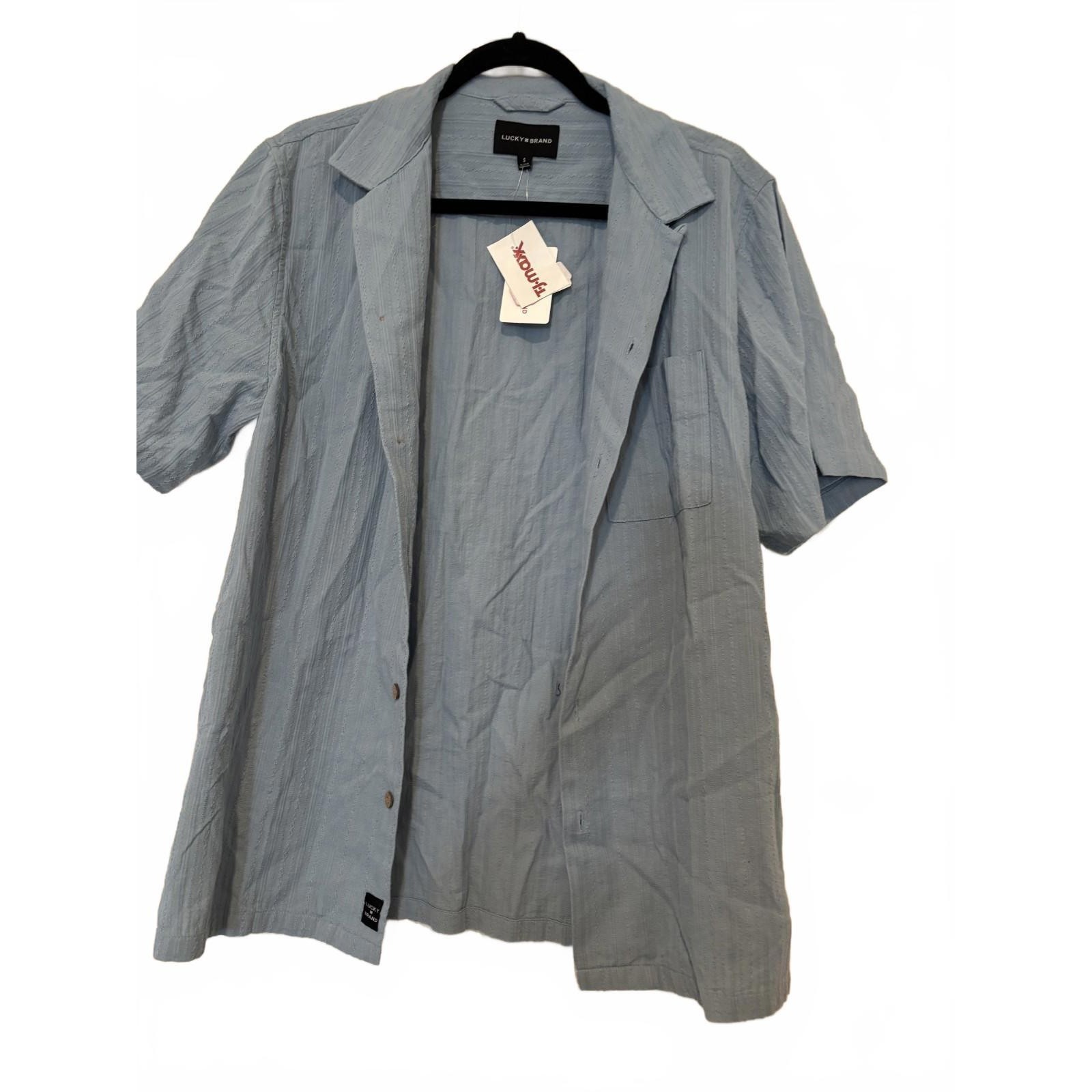 Mens Blue Lucky Brand Button Short Sleeve Shirt Sz S 589